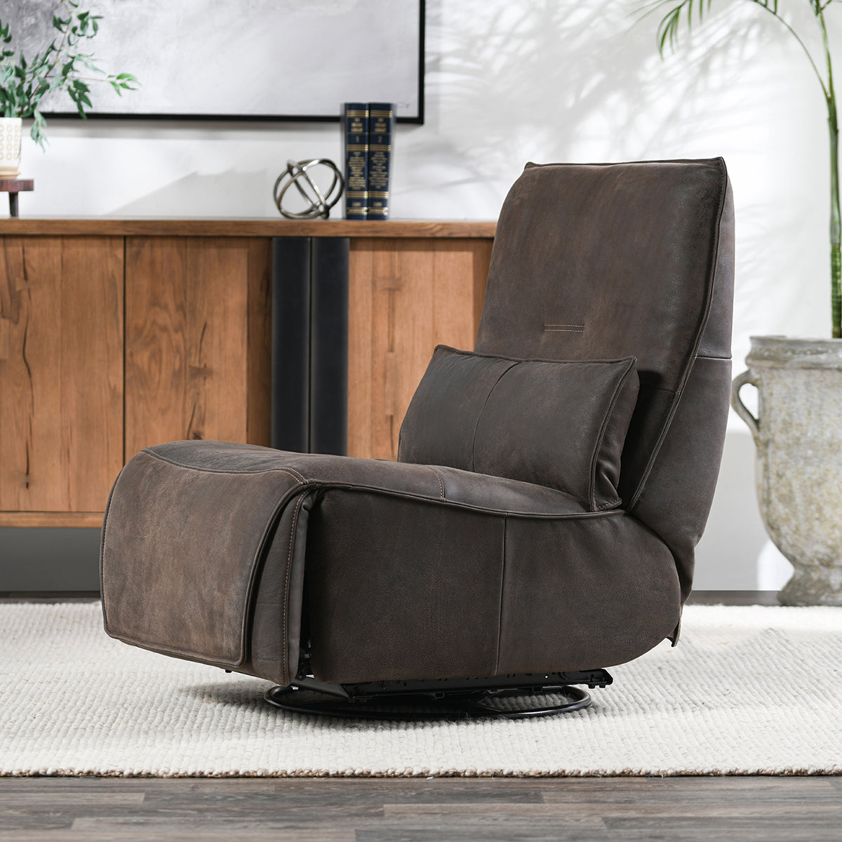 Paige Swivel Power Recliner - Rustic Brown