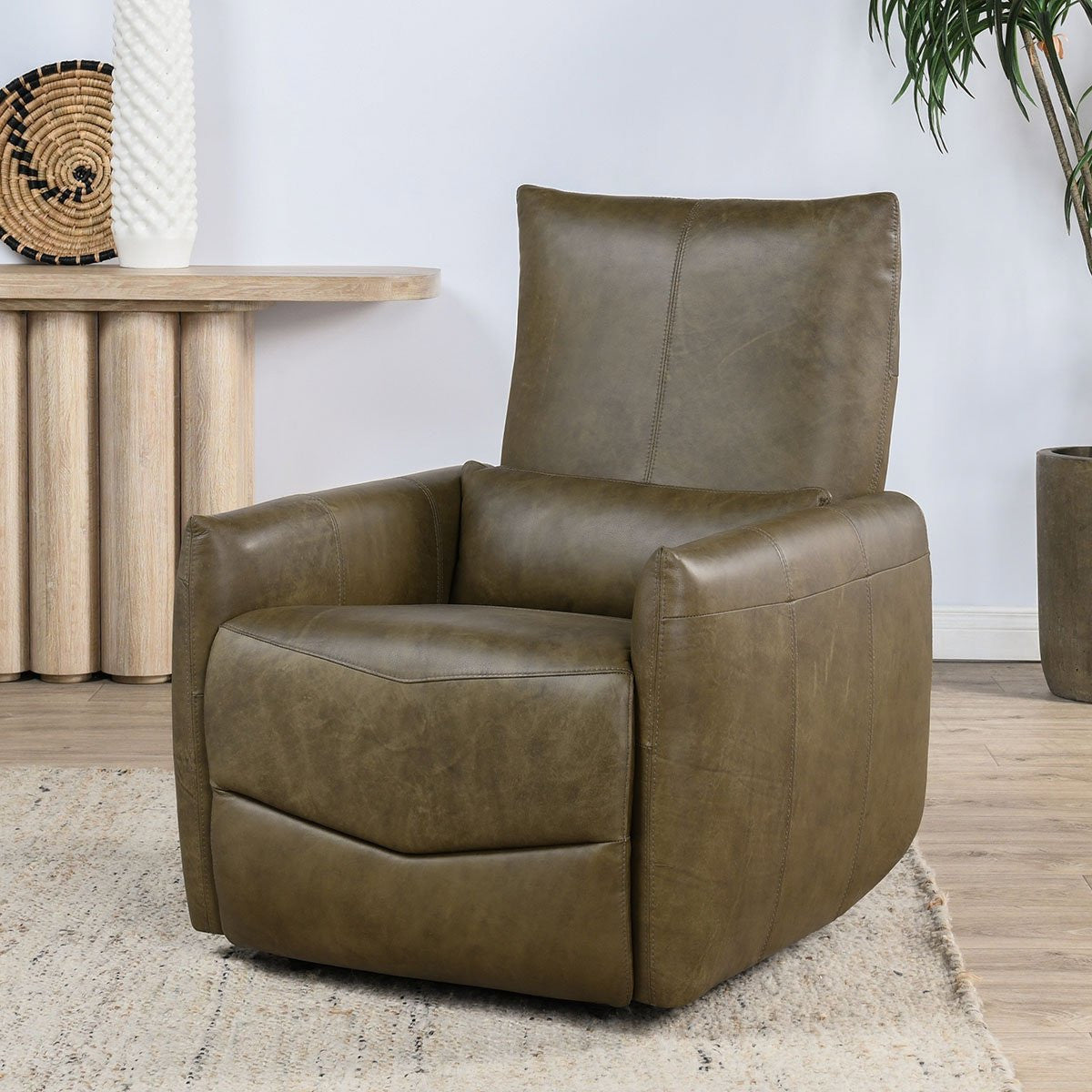 Thaya Leather Power Recliner - Earth Brown