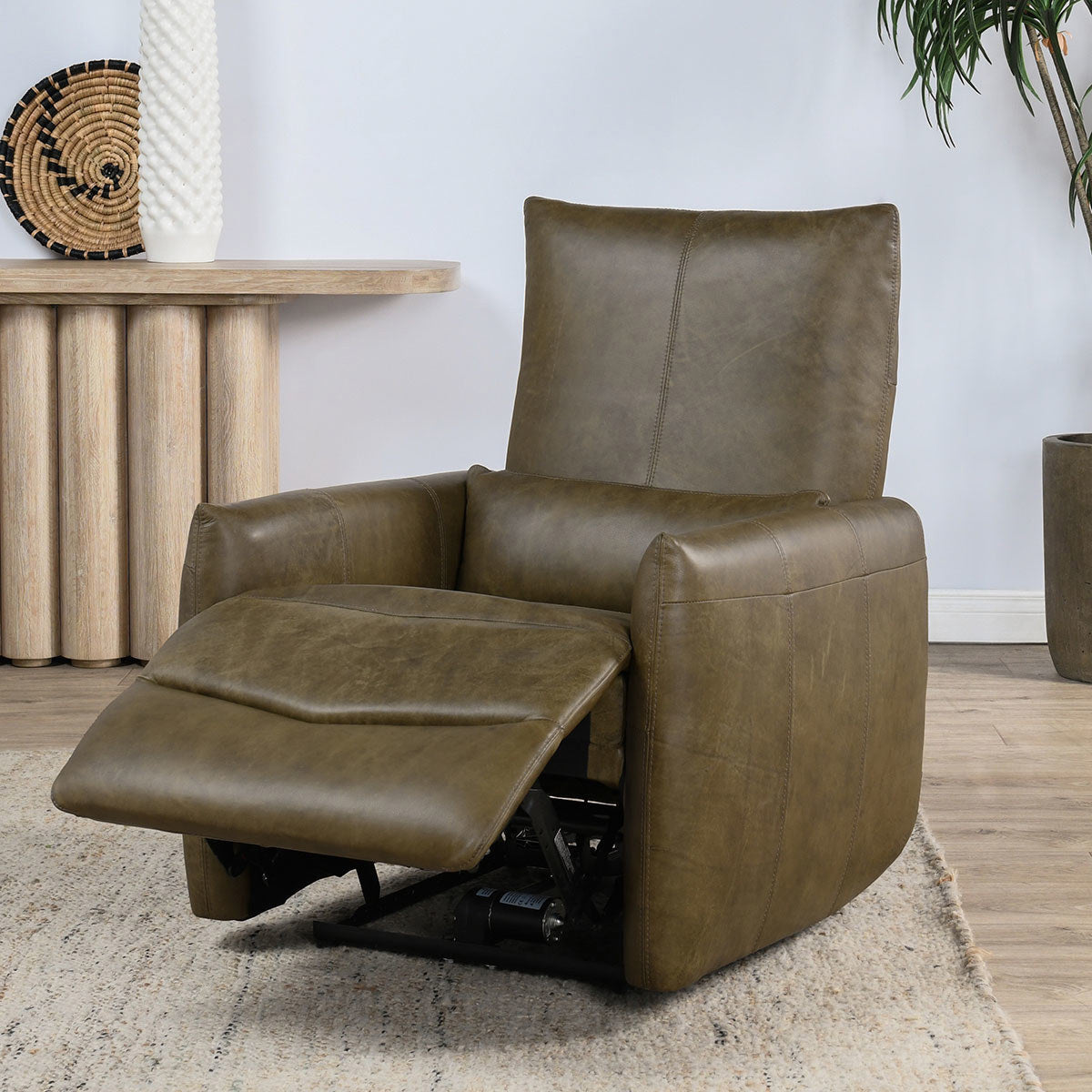 Thaya Leather Power Recliner - Earth Brown