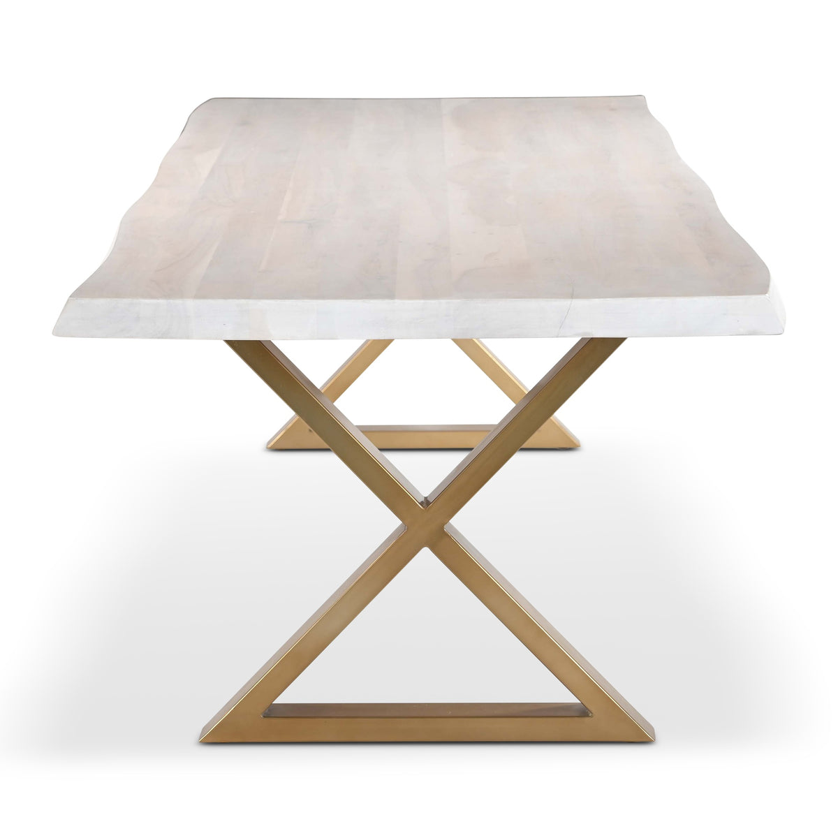 Brooks Dining Table X Base 40" x 116" White Wash Top - Brass Base by Urbia - detail 3