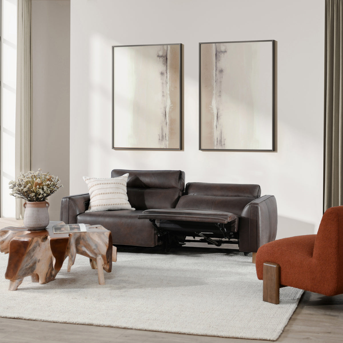 Conway Power Recliner Sofa - Brown Leather