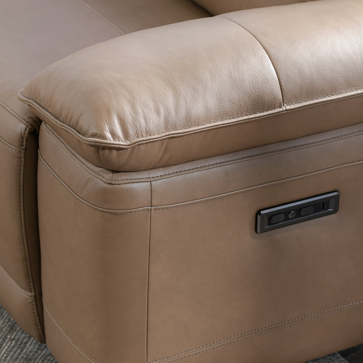 Branford Leather Power Recliner Sectional w/LAF Chaise