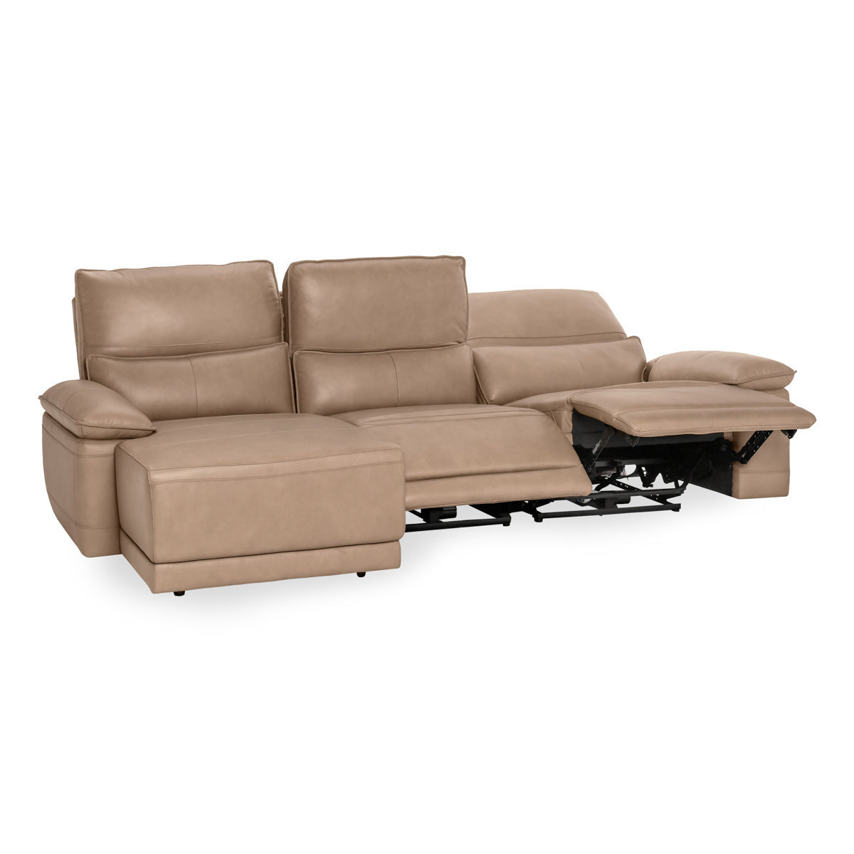 Branford Leather Power Recliner Sectional w/LAF Chaise