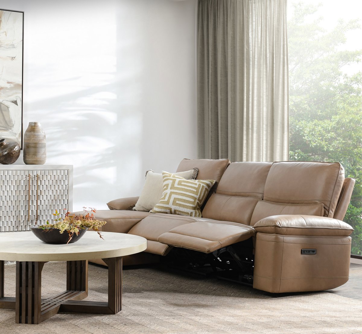 Branford 3 Piece Reclining Sectional with LAF Chaise - Camel