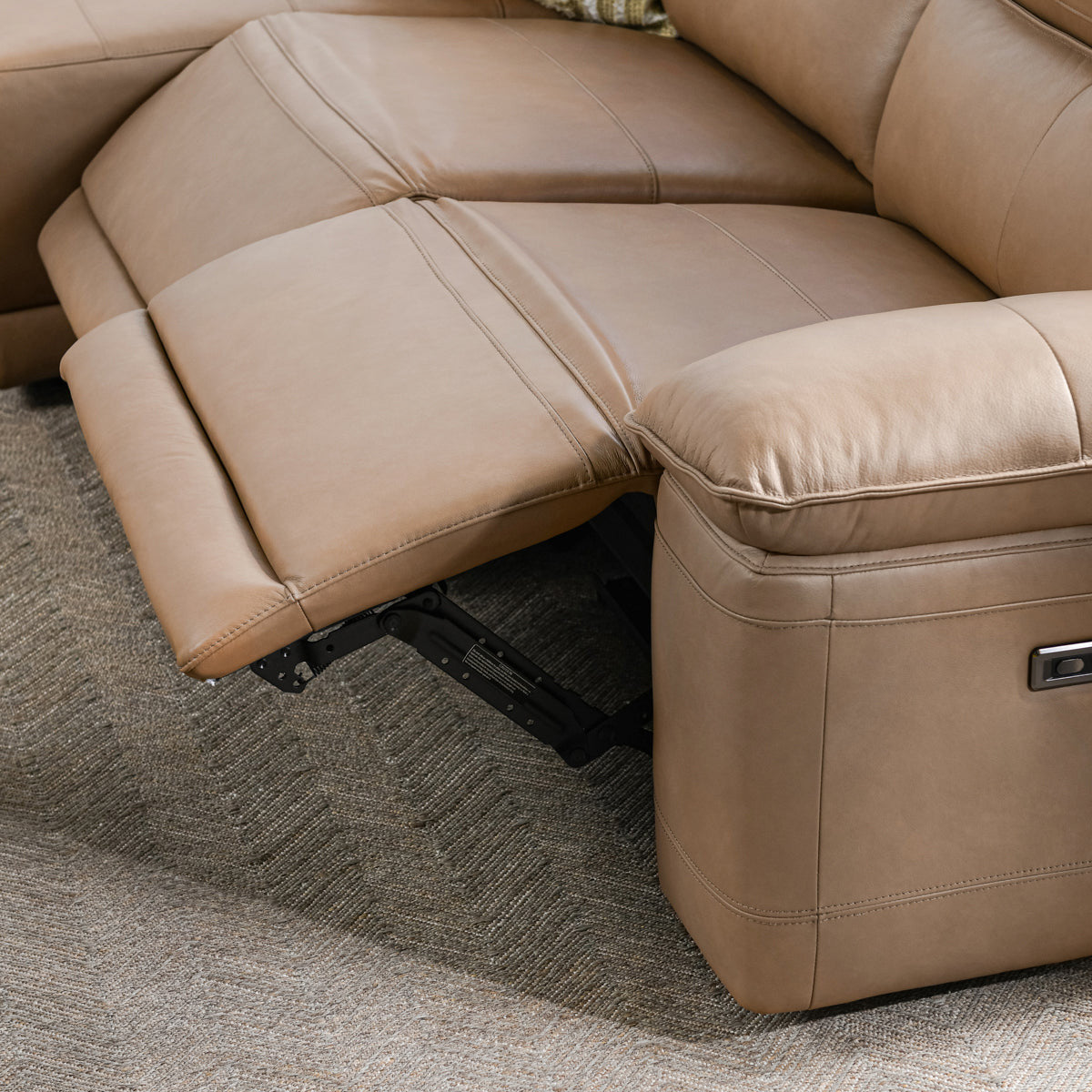 Branford Leather Power Recliner Sectional w/LAF Chaise