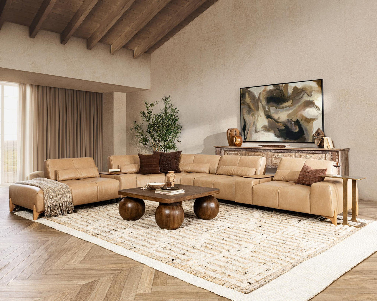 Leah Leather Upholstered Sectional