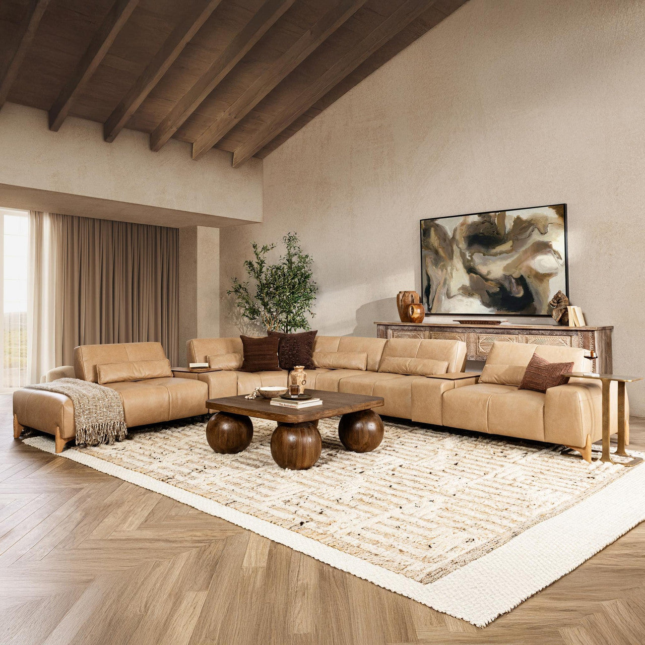 Leah Leather Upholstered Sectional