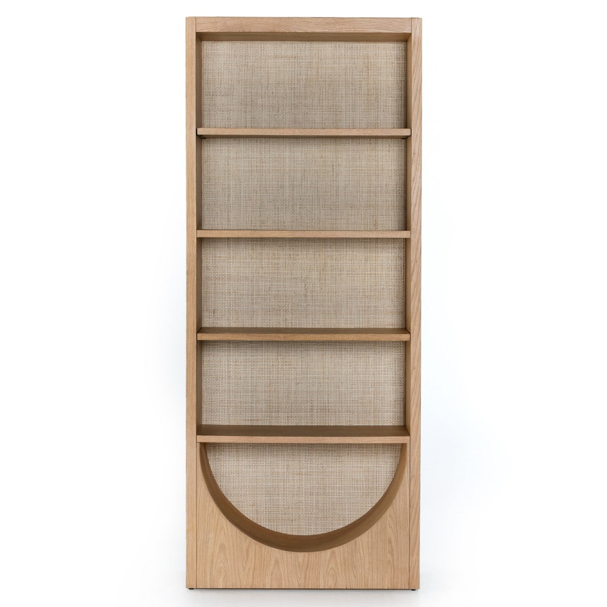 Higgs Woven Cane Back Oak Wood Bookshelf