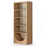 Higgs Woven Cane Back Oak Wood Bookshelf