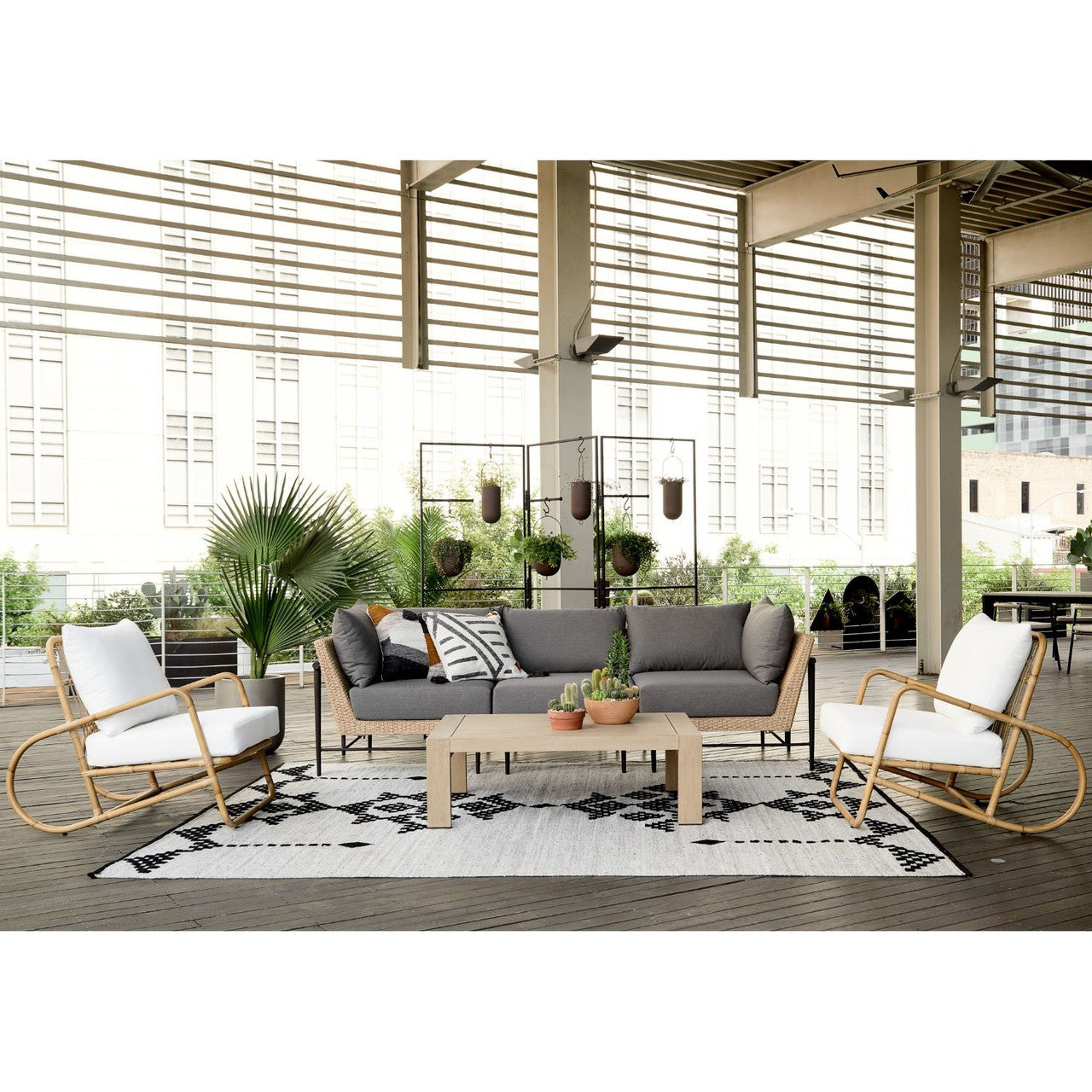 Cavan Outdoor Faux Hyacinth 3 Piece Sectional