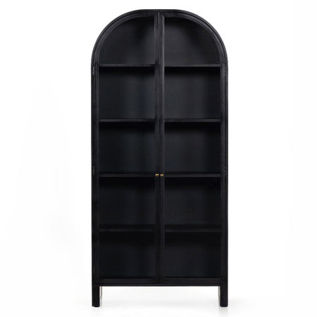 Breya Industrial Black Iron 2 Glass Doors Display Cabinet