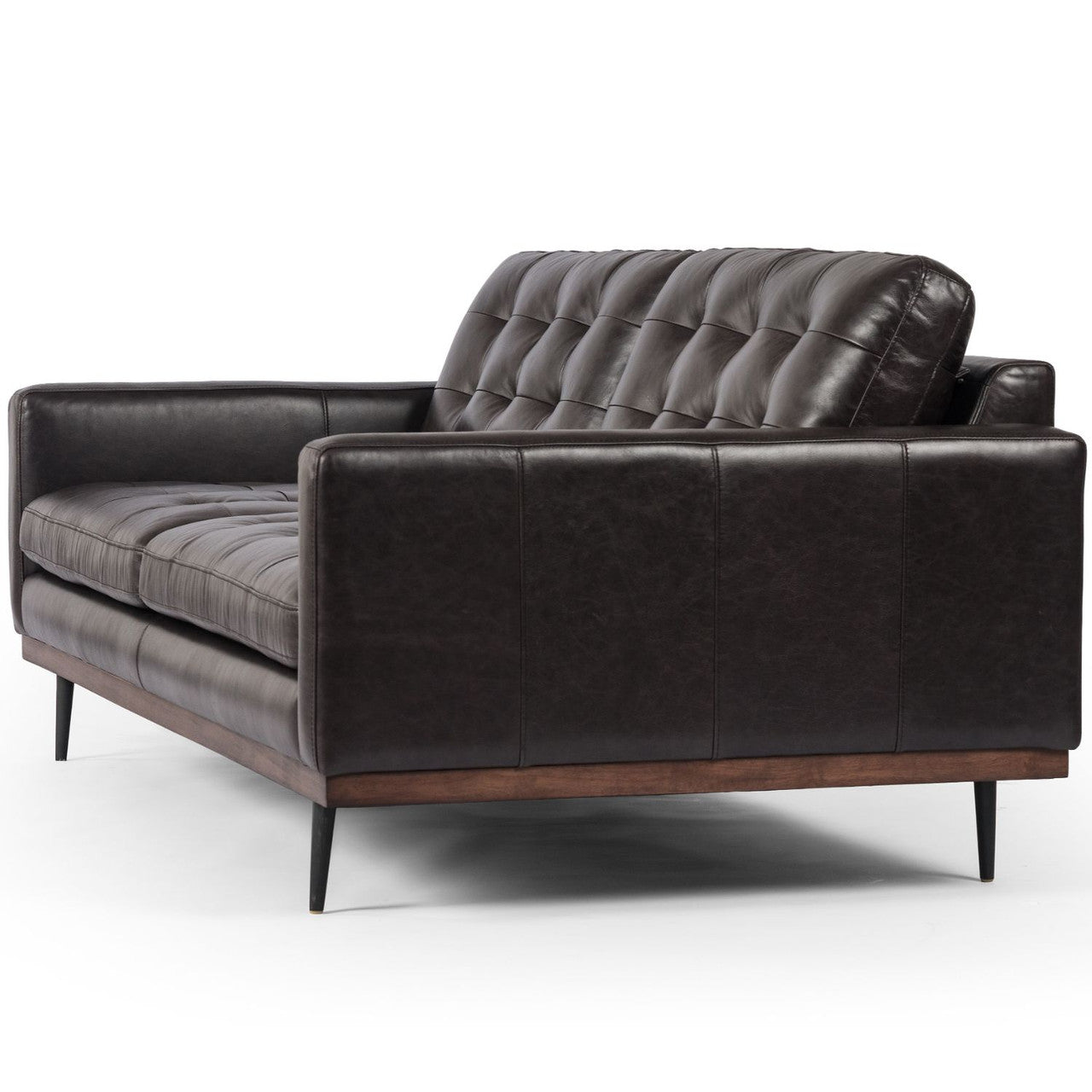 Lexi Modern Tufted Black Leather Sofa 73"