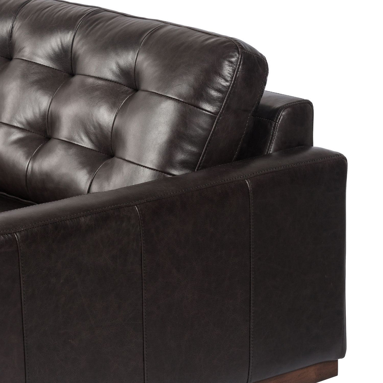 Lexi Modern Tufted Black Leather Sofa 73"