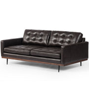 Lexi Modern Tufted Black Leather Sofa 73"