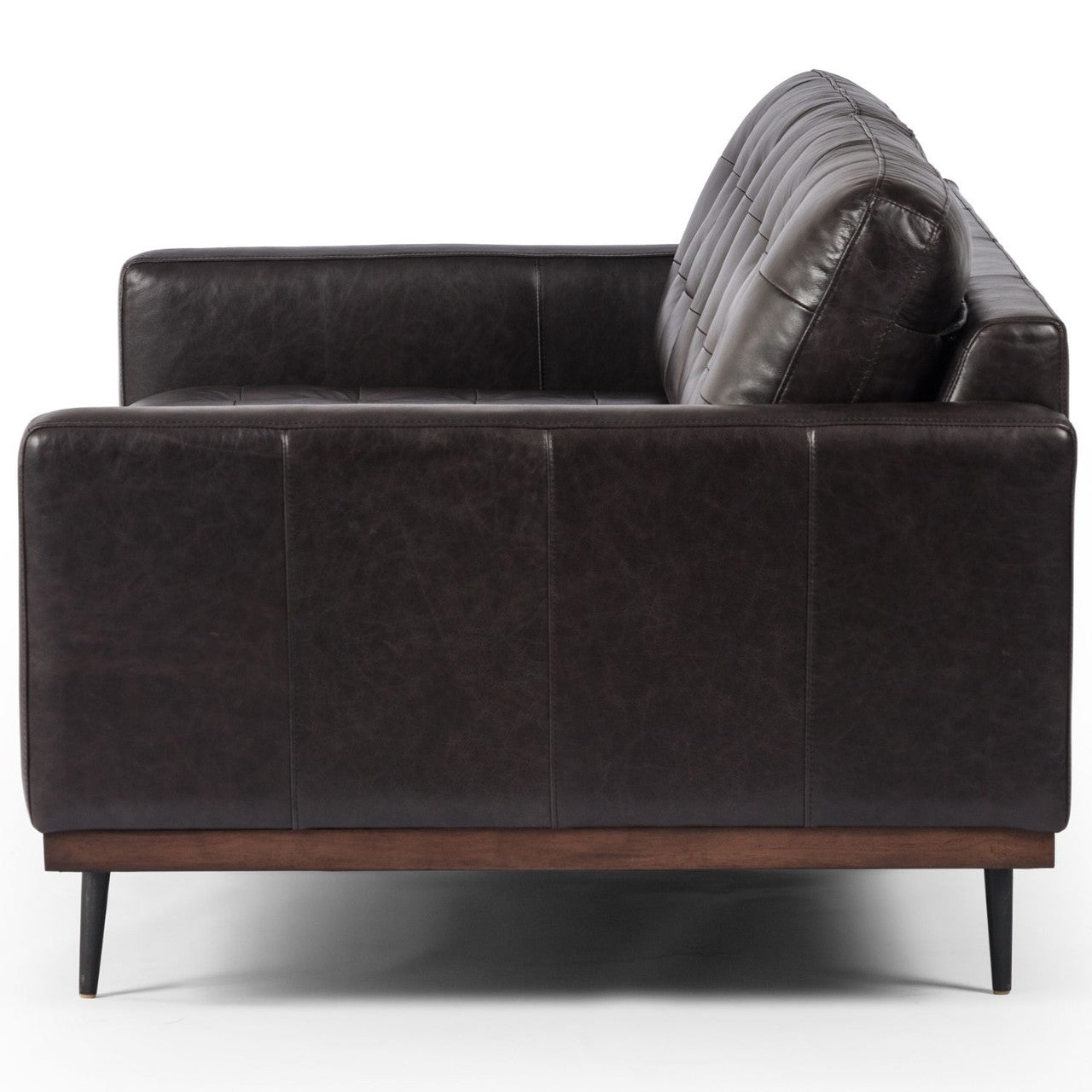 Lexi Modern Tufted Black Leather Sofa 73"