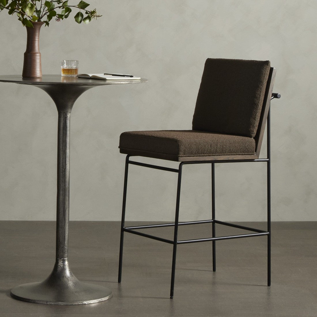 Crete Fiqa Boucle Cocoa Bar Stool