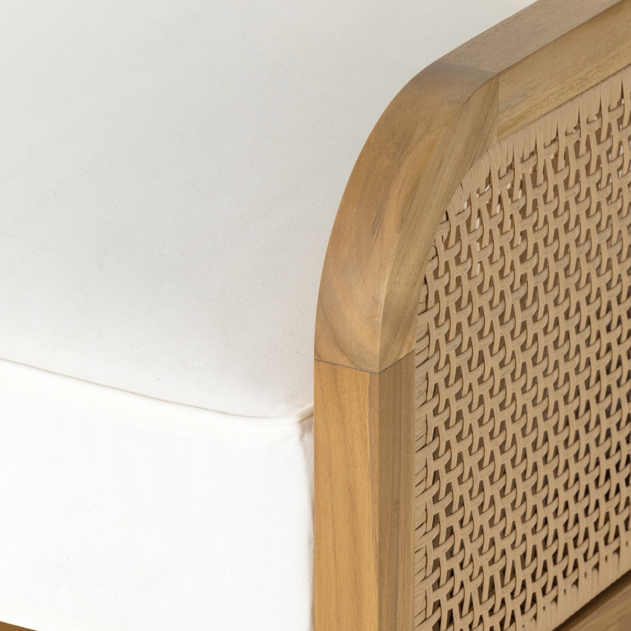 Merit Teak Wood & Woven Cane Outdoor Sofa 54"