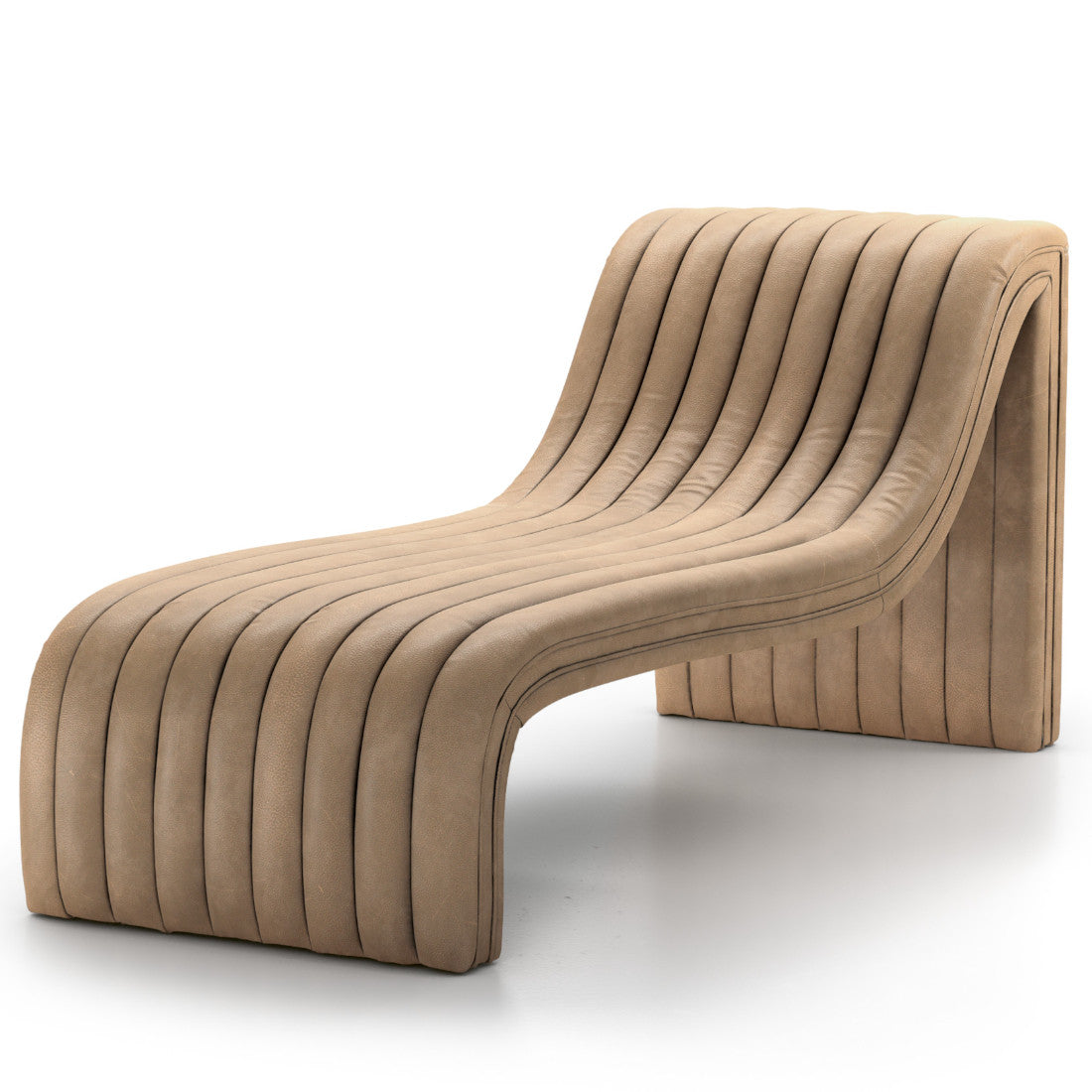 Augustine Leather Channel Tufted Chaise Lounge