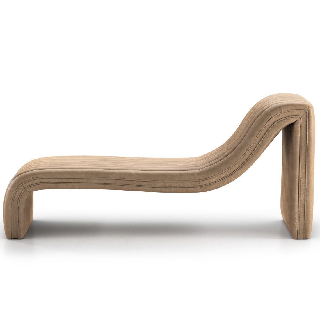 Augustine Leather Channel Tufted Chaise Lounge