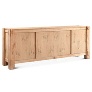 Alpine 4-Door Solid Distressed Oak Wood Buffet Sideboard 80"