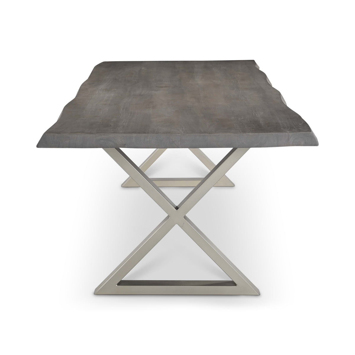 Brooks Dining Table X Base 40" x 116" Sandblasted Grey Top - Pewter Base by Urbia - detail 3