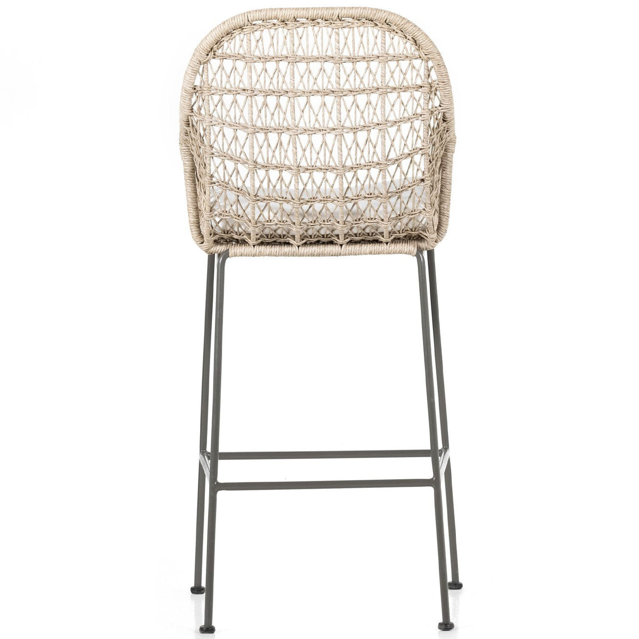 Bandera Vintage White Finish White Cushion Bar Stool