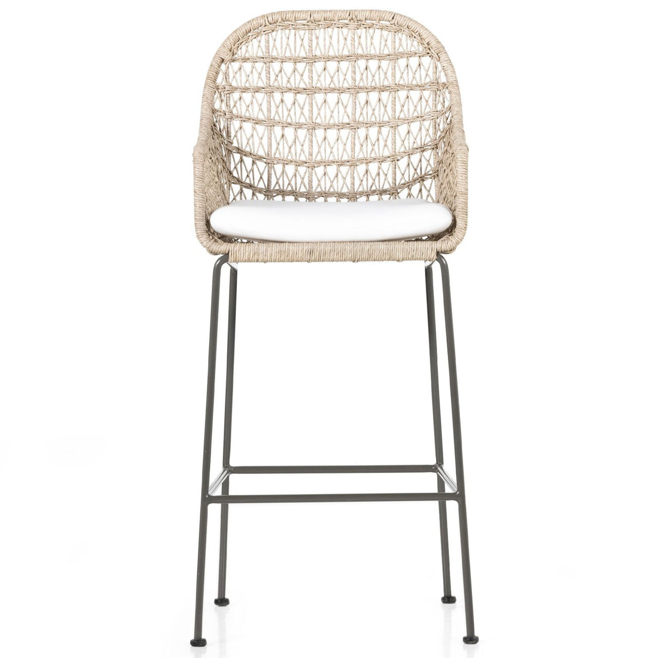 Bandera Vintage White Finish White Cushion Bar Stool