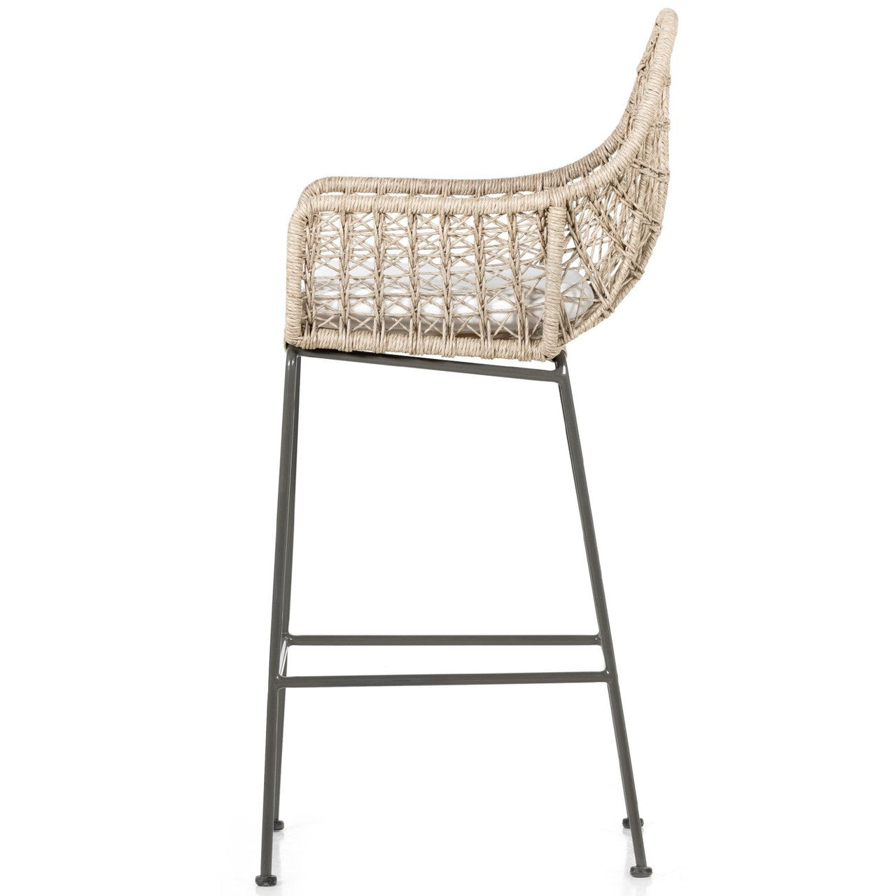 Bandera Vintage White Finish White Cushion Bar Stool