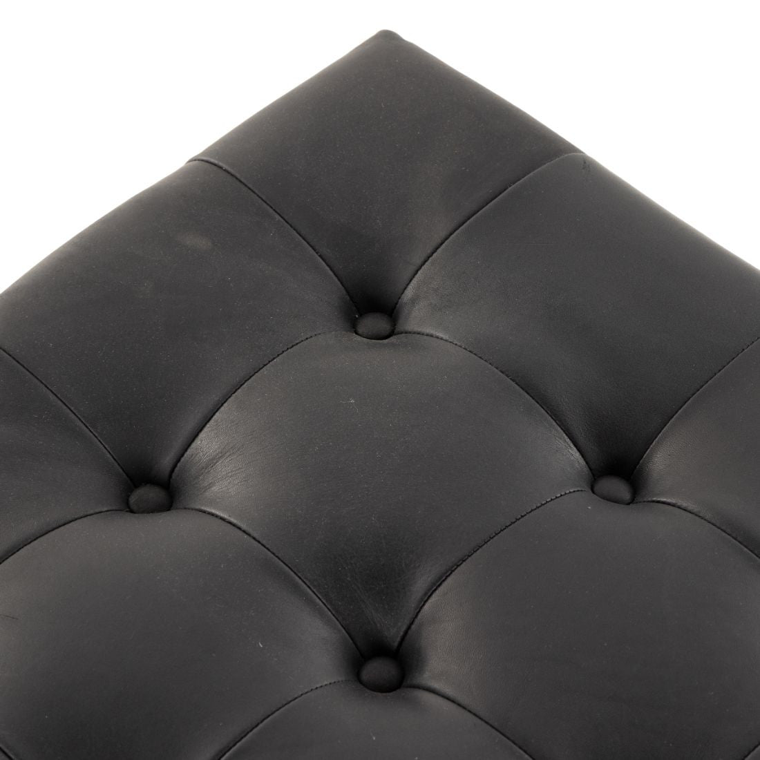 Halston Tufted Heirloom Black Leather Cocktail Ottoman