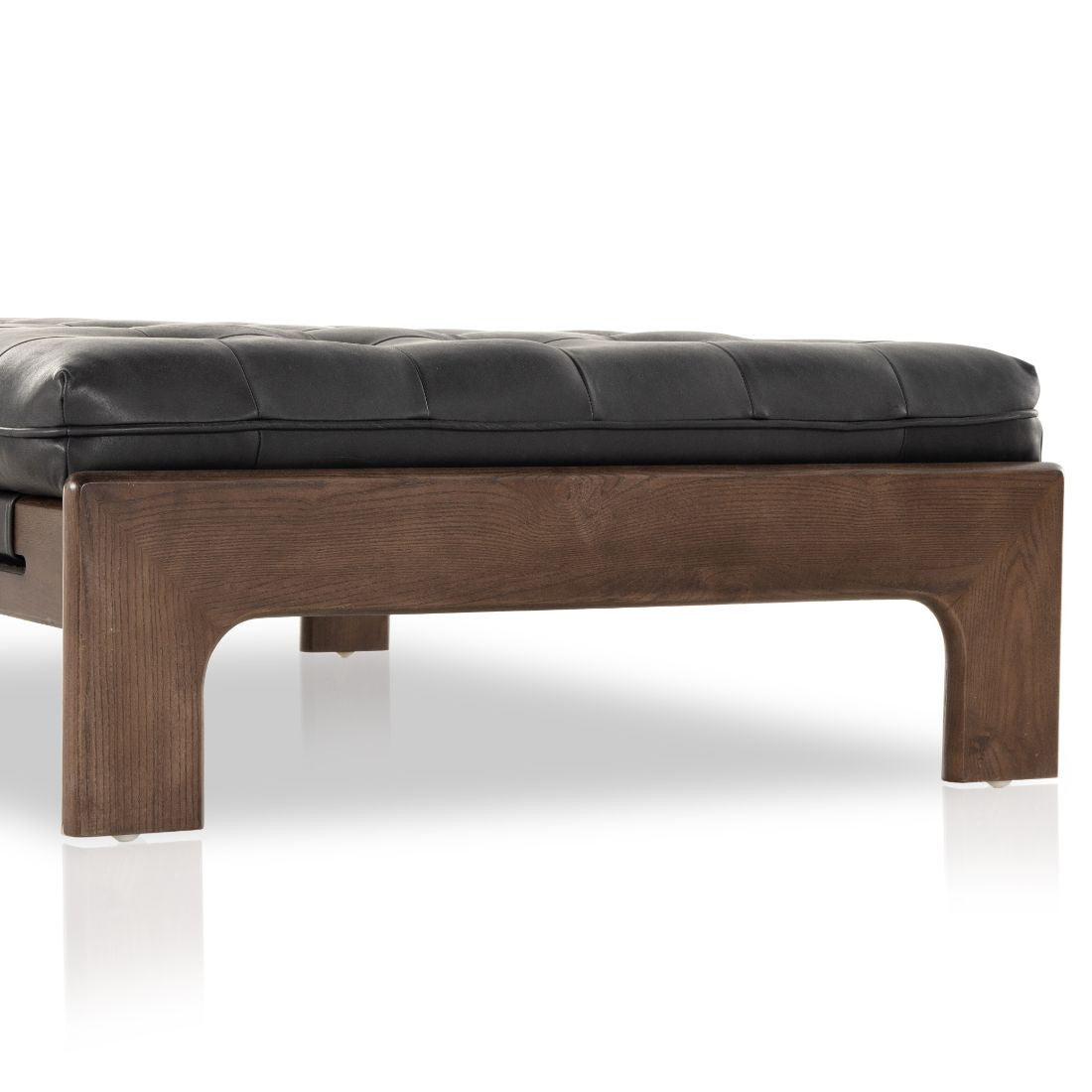 Halston Tufted Heirloom Black Leather Cocktail Ottoman