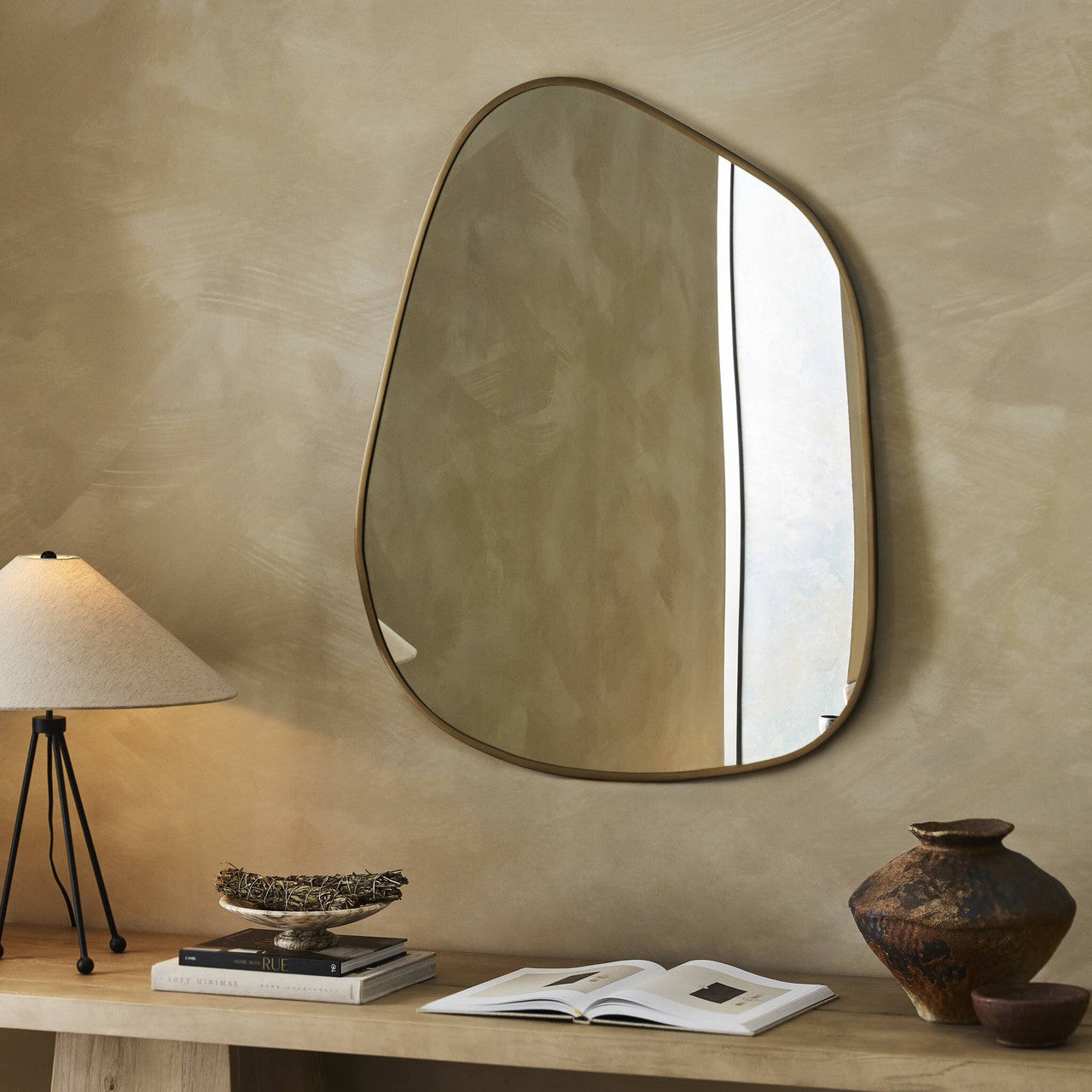 Nova Mirror - Antique Brass Iron