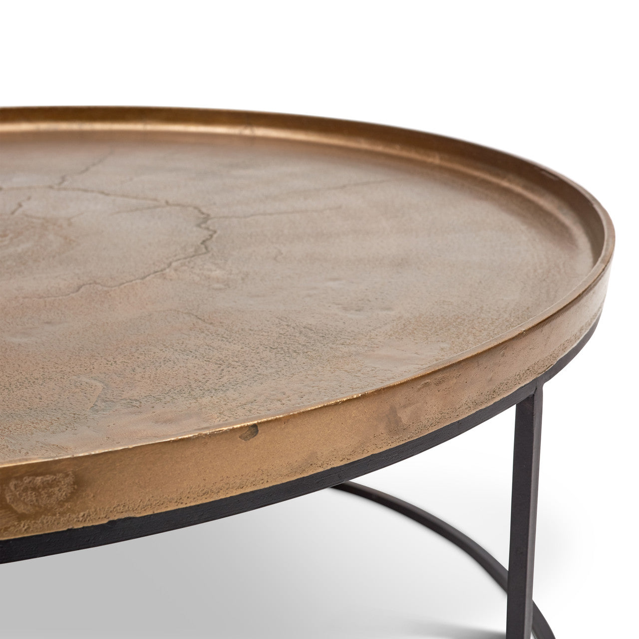 Elements - Sana Coffee Table - Antique Brass Top - Black Frame