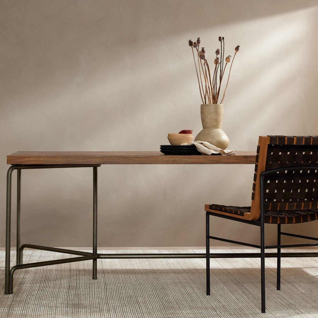 Marion Rustic Fawn Veneer Dining Table