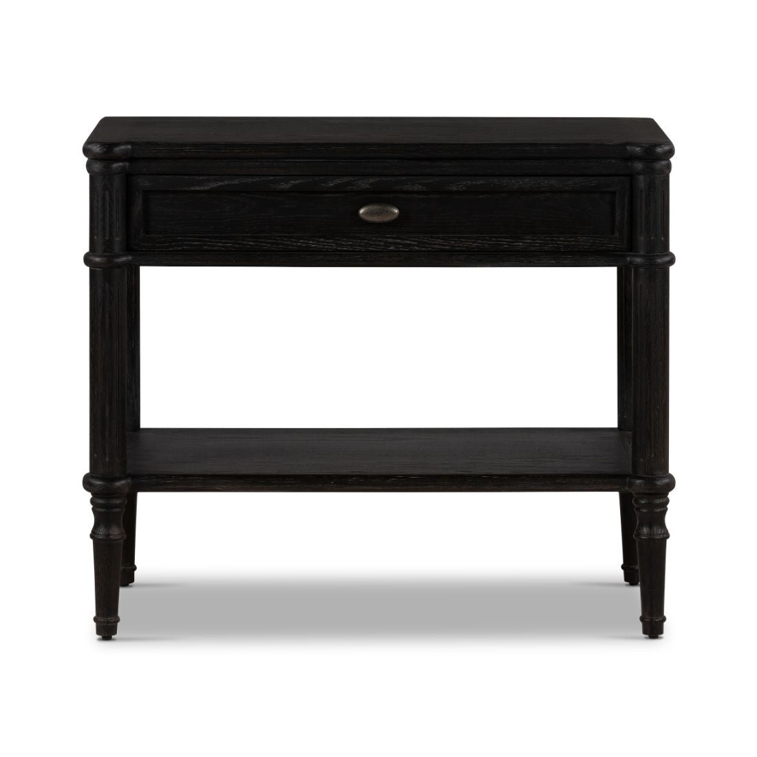 Maison Distressed Black Oak 1 Drawer Nightstand 32"