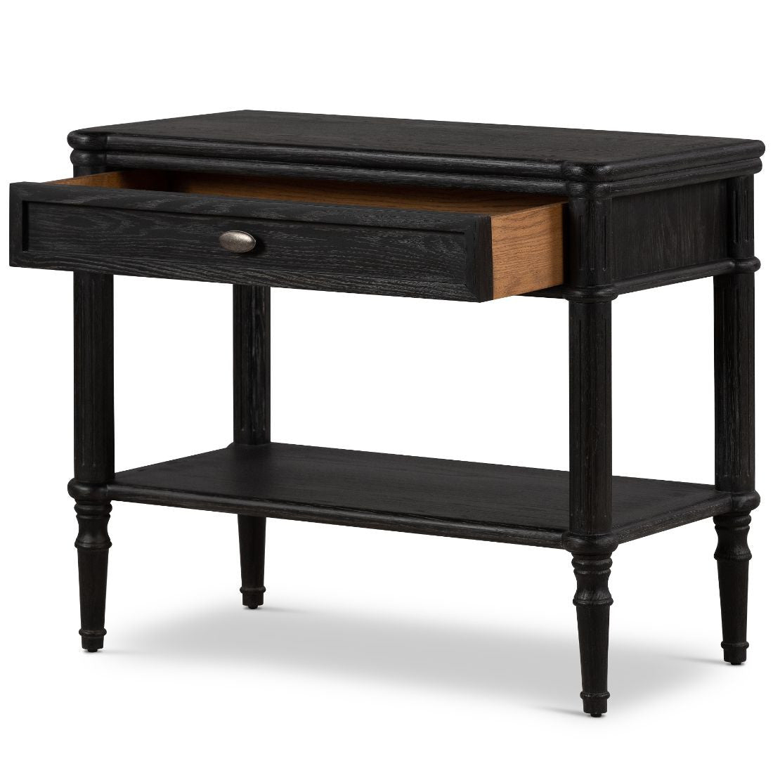 Maison Distressed Black Oak 1 Drawer Nightstand 32"