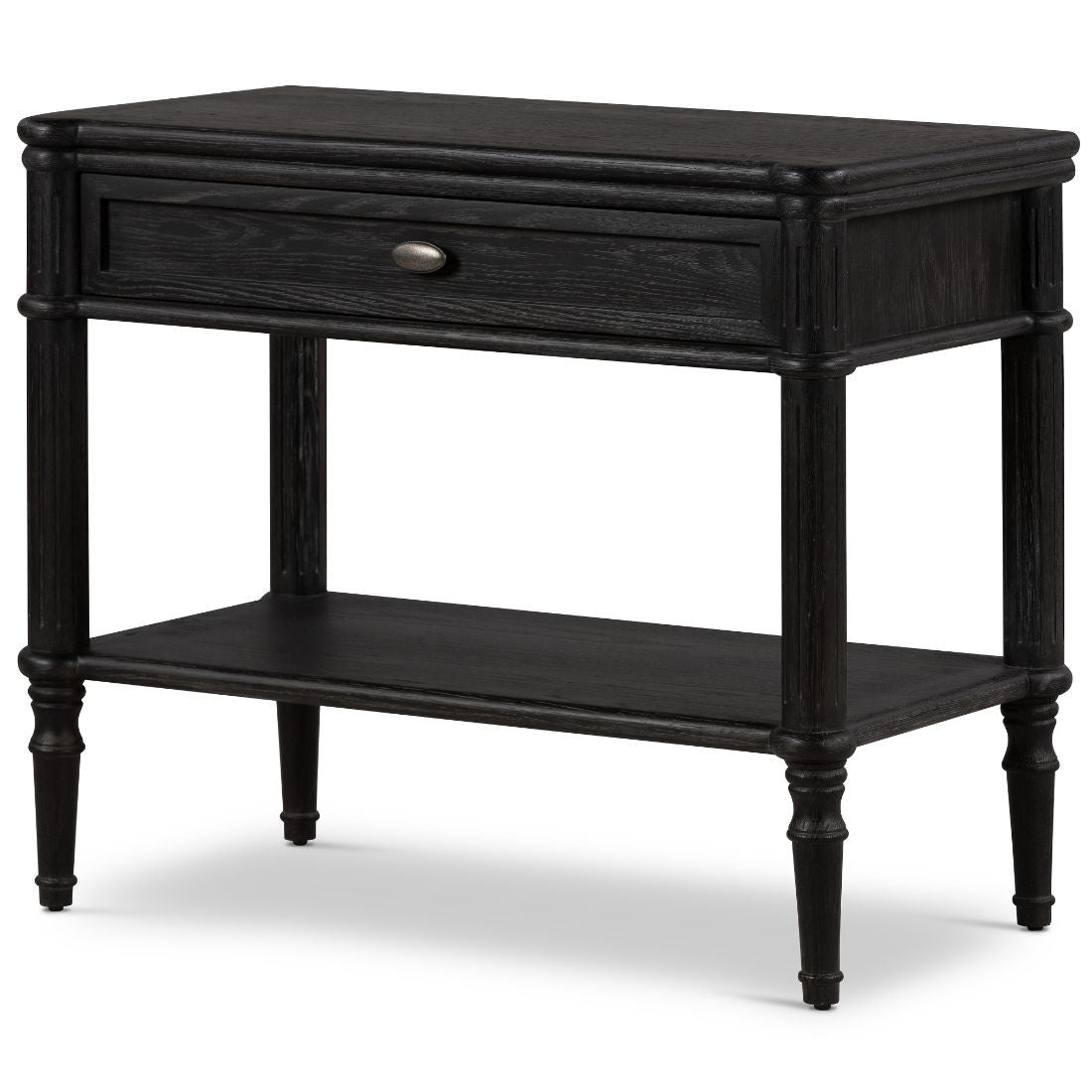 Maison Distressed Black Oak 1 Drawer Nightstand 32"
