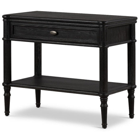 Maison Distressed Black Oak 1 Drawer Nightstand 32"