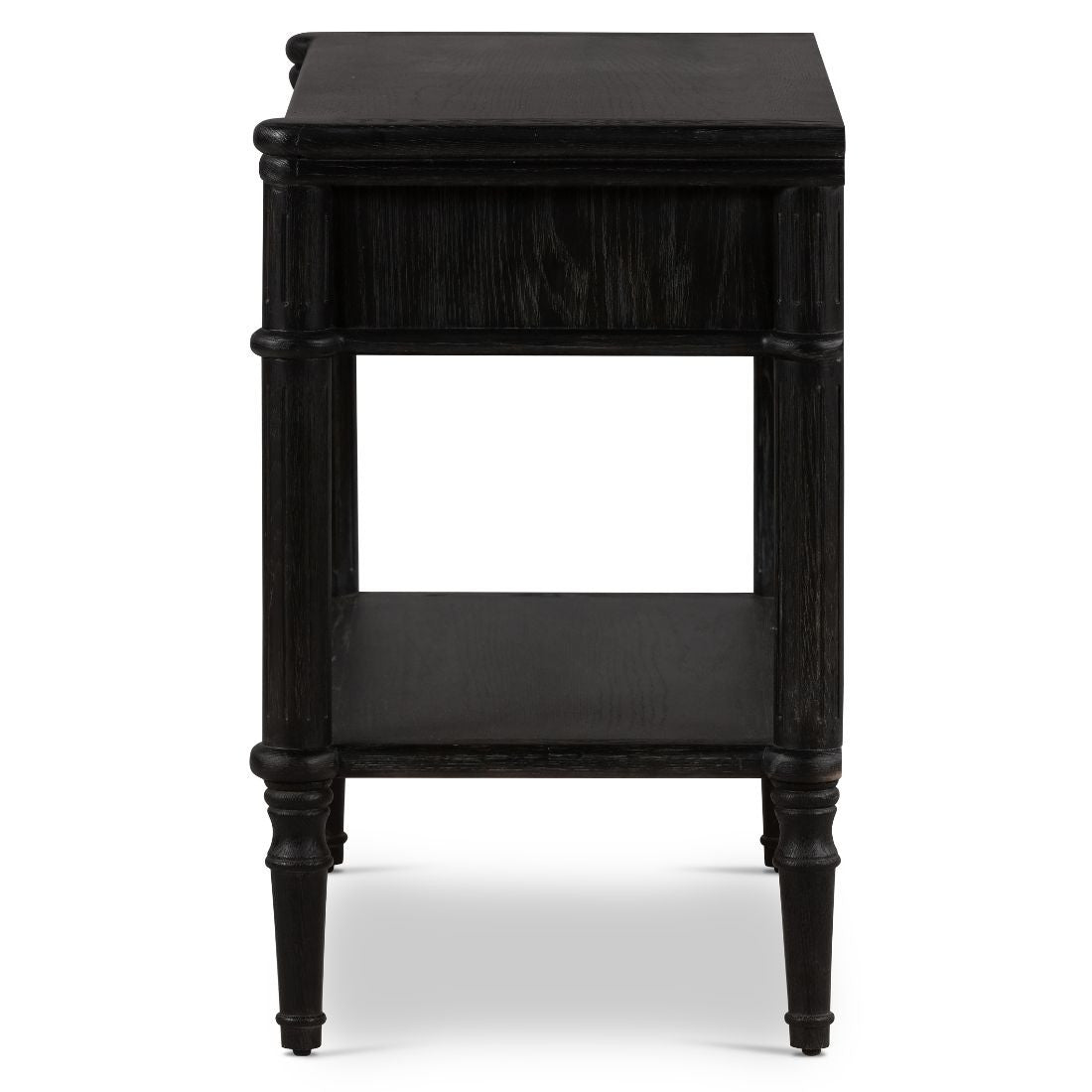 Maison Distressed Black Oak 1 Drawer Nightstand 32"