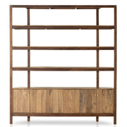 Reza Modern Wood Wide Bookcase with Cabinets 84"