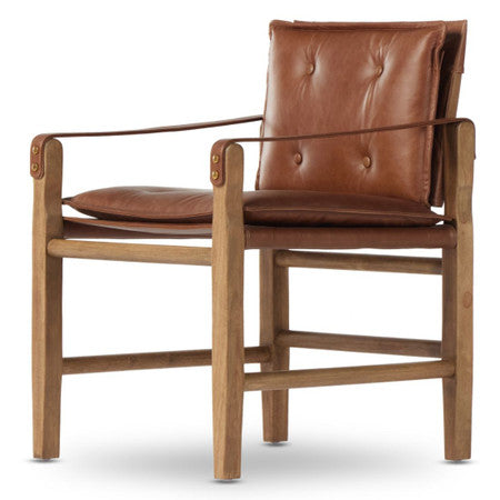 Lenz Chestnut Leather Dining Armchair