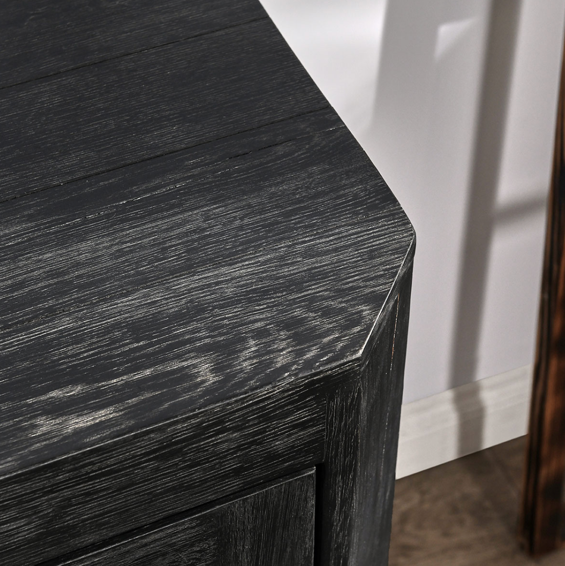 MacArthur 84" Reclaimed Oak 4-Door Cabinet in Antique Black