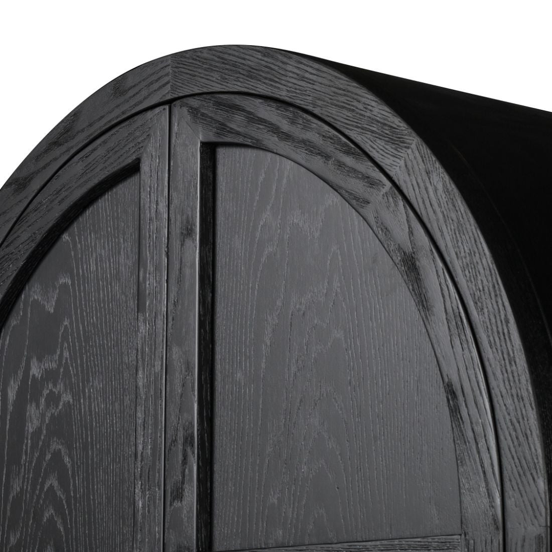 Tolle Drifted Black Oak Panel Door Arched Cabinet