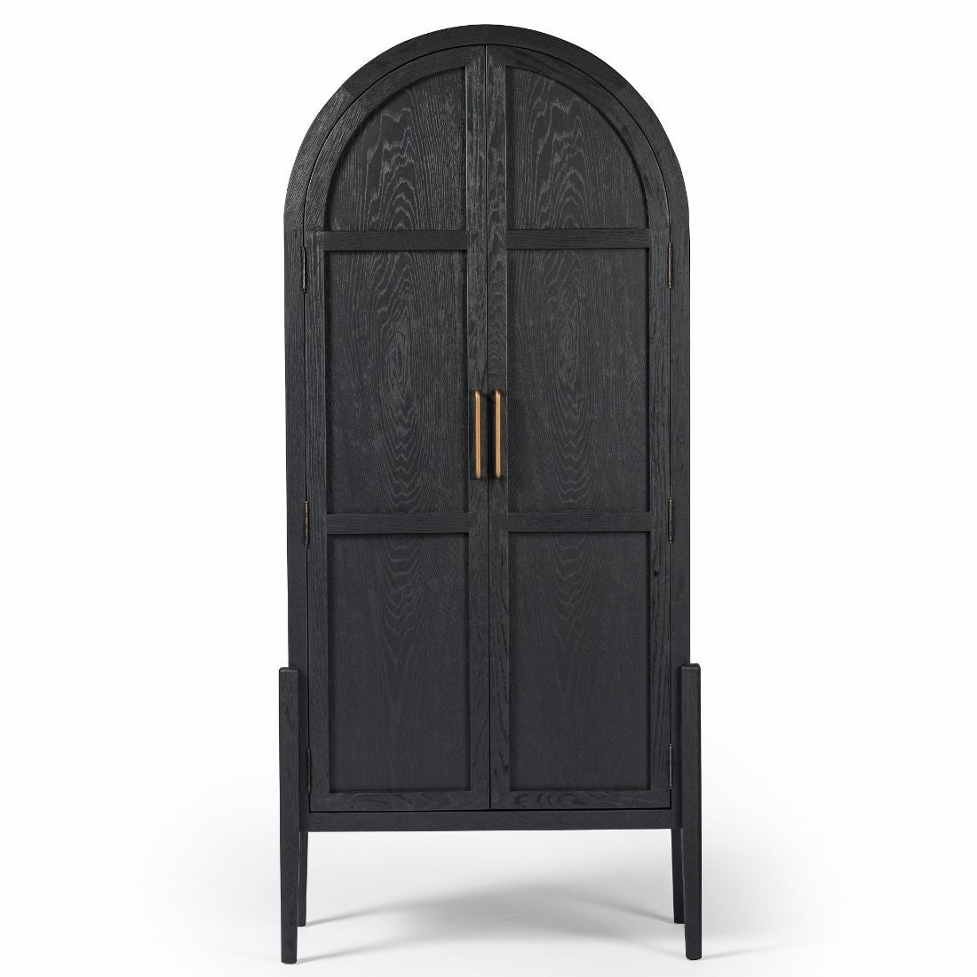 Tolle Drifted Black Oak Panel Door Arched Cabinet