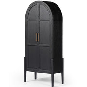 Tolle Drifted Black Oak Panel Door Arched Cabinet