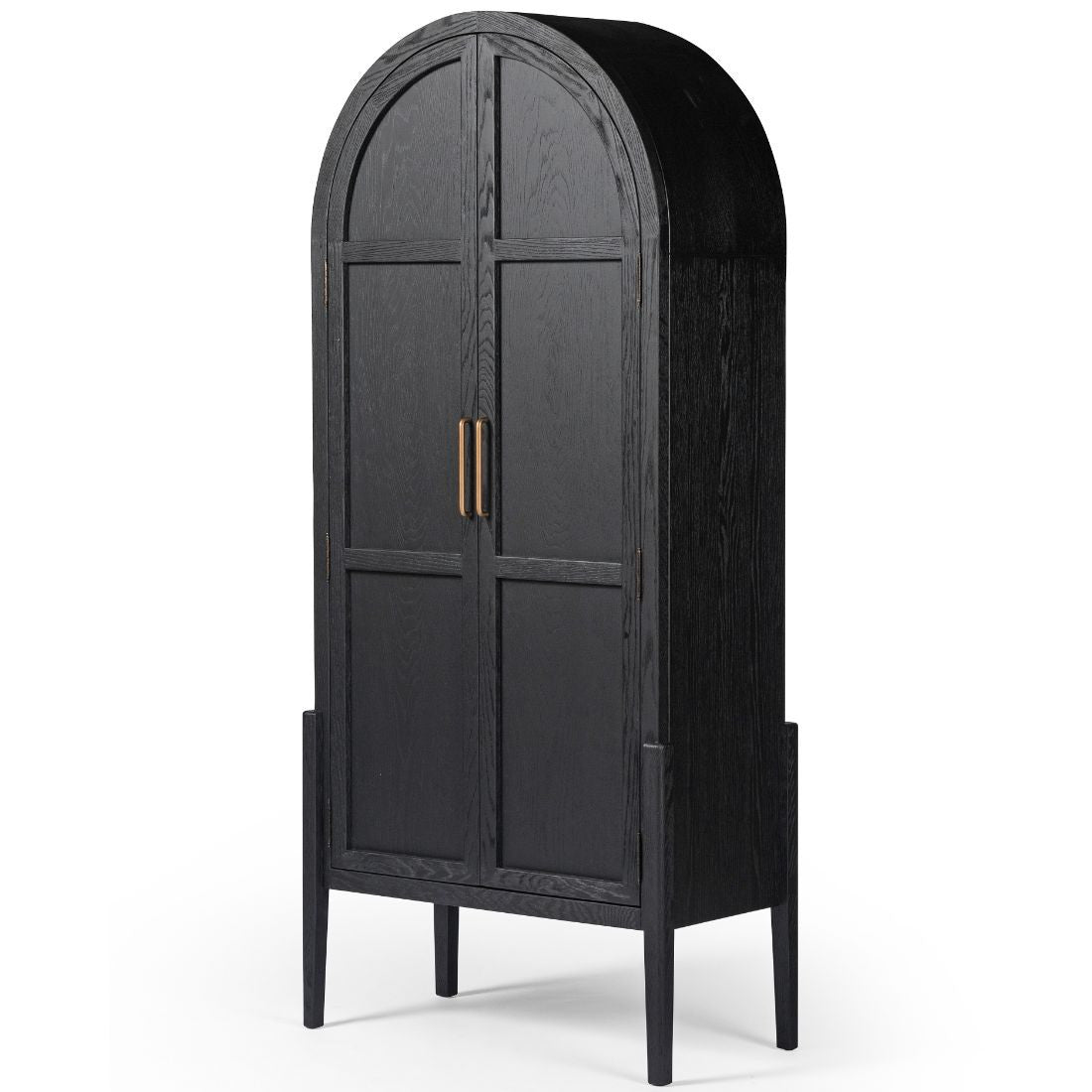 Tolle Drifted Black Oak Panel Door Arched Cabinet