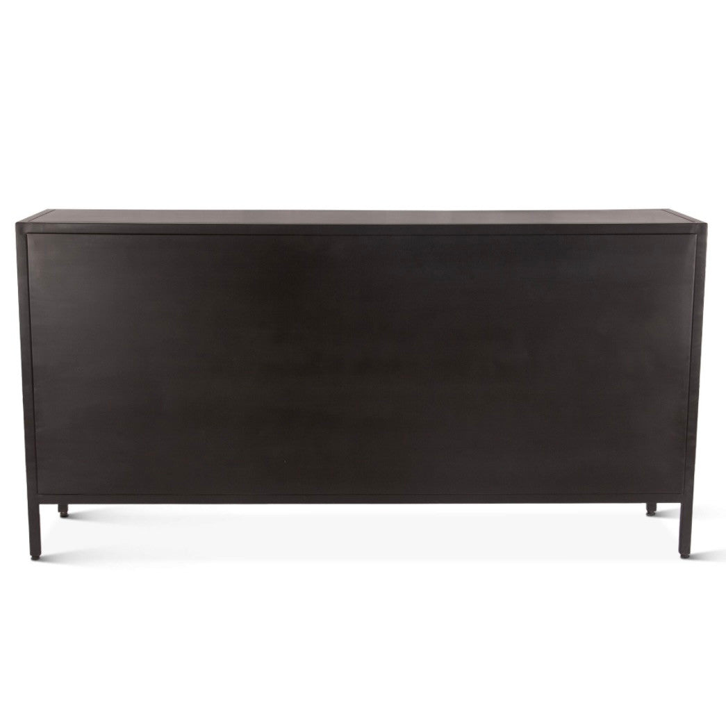 Penelope 63" Iron and Glass Sideboard Matte Black