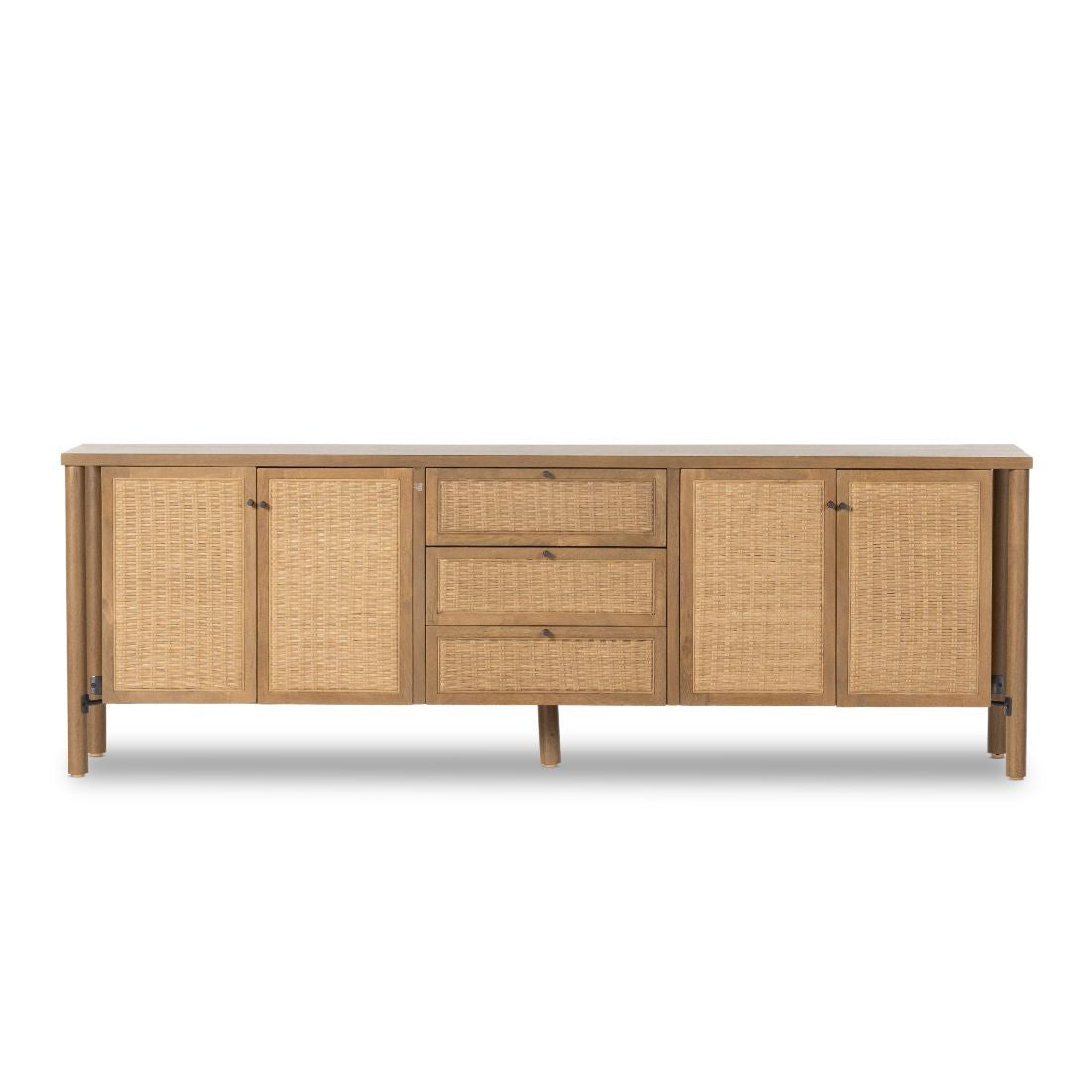 Veta Taupe Woven Cane Media Console 82"