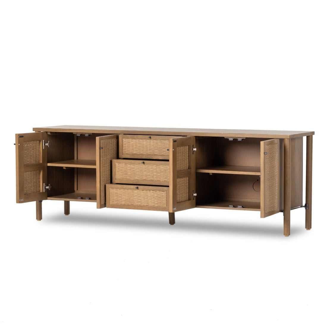 Veta Taupe Woven Cane Media Console 82"