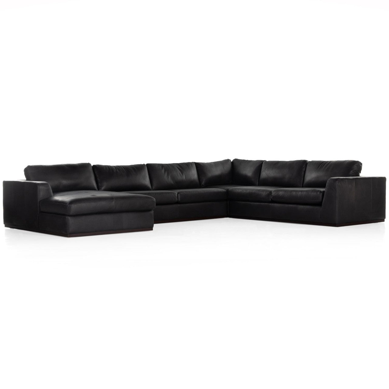 Colt 4 Piece Heirloom Black Leather Sectional LAF Chaise