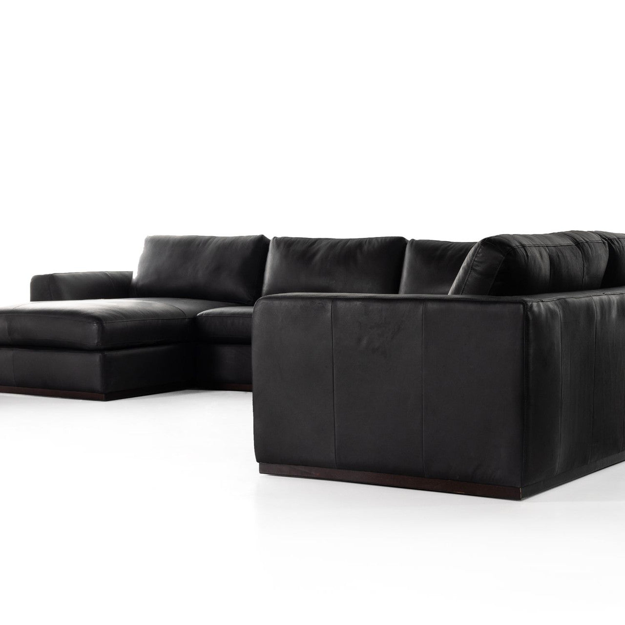 Colt 4 Piece Heirloom Black Leather Sectional LAF Chaise